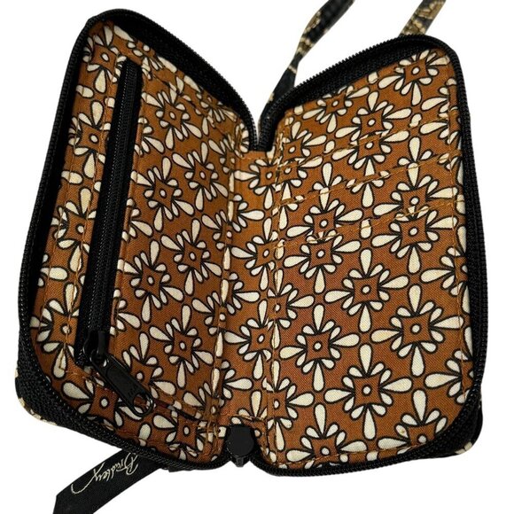 VERA BRADLEY Mini Wallet Wristlet Black Tan Paisley Print ID Holder - Picture 2 of 6